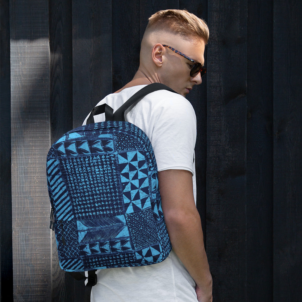 Black And Turquoise Shapes Adire Backpack