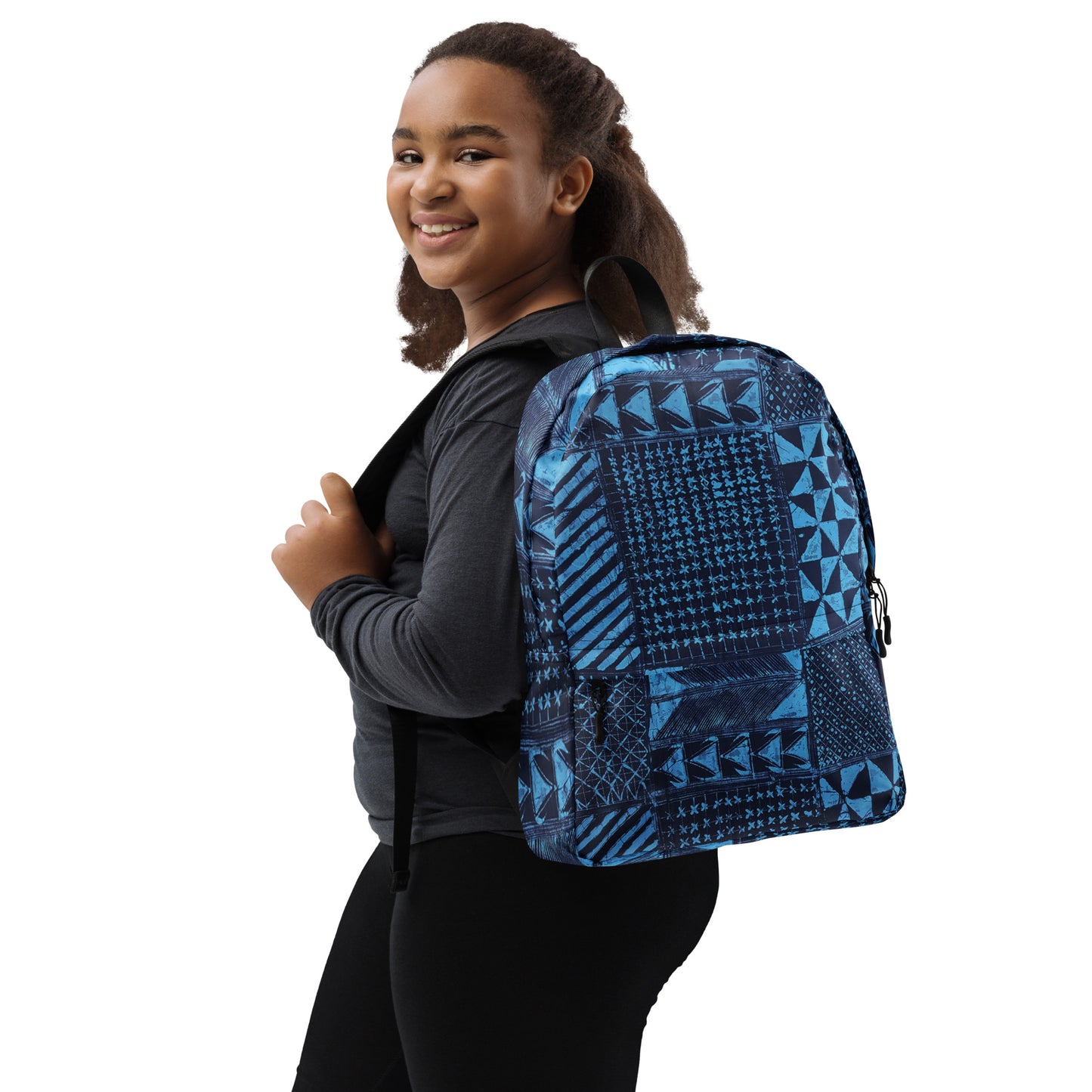 Black And Turquoise Shapes Adire Backpack