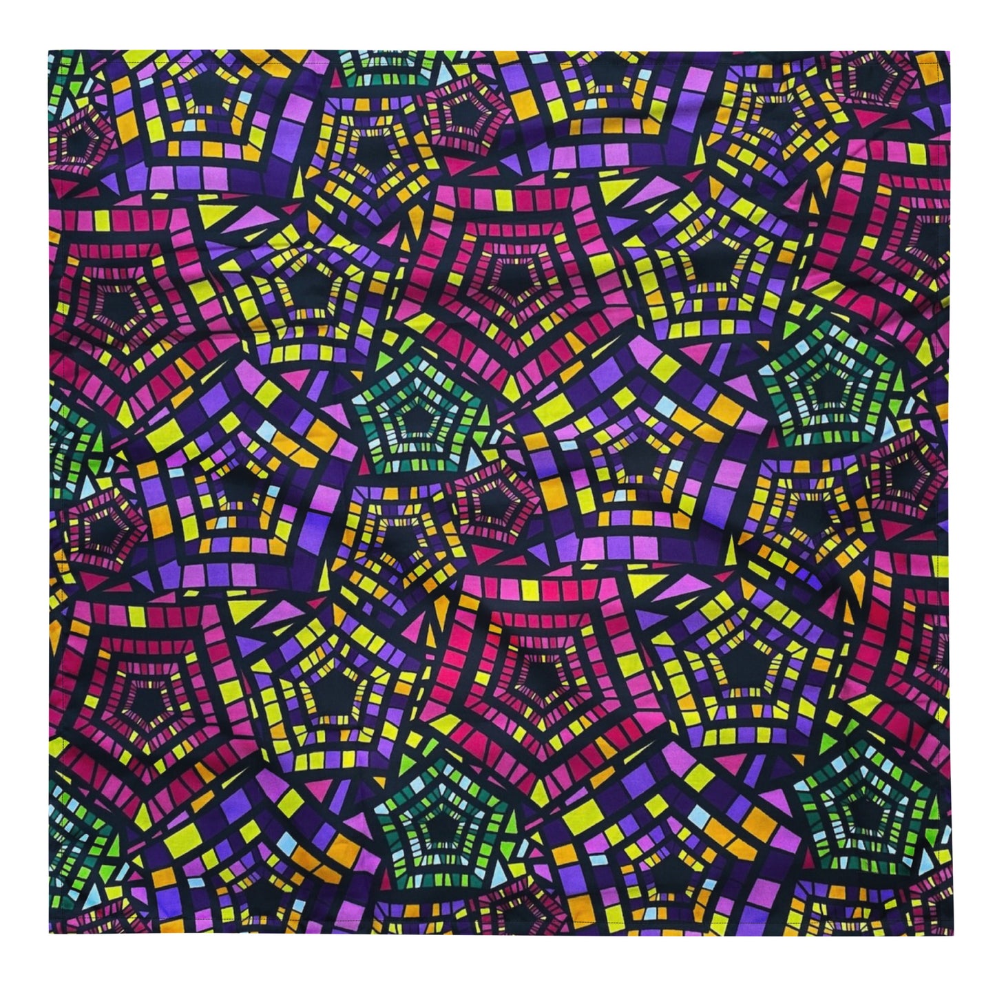 Yellow Pink Green Kente Ankara Bandana