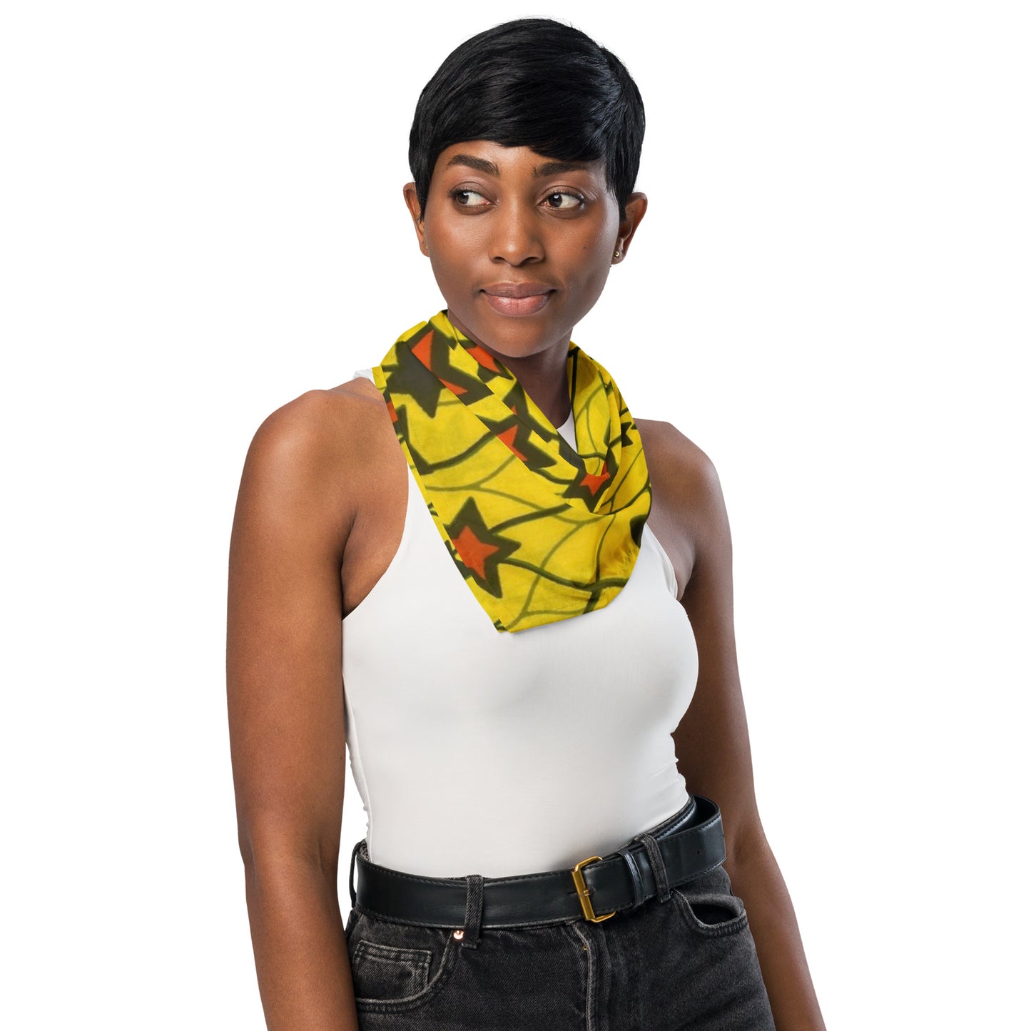 Yellow Orange Star Ankara Bandana