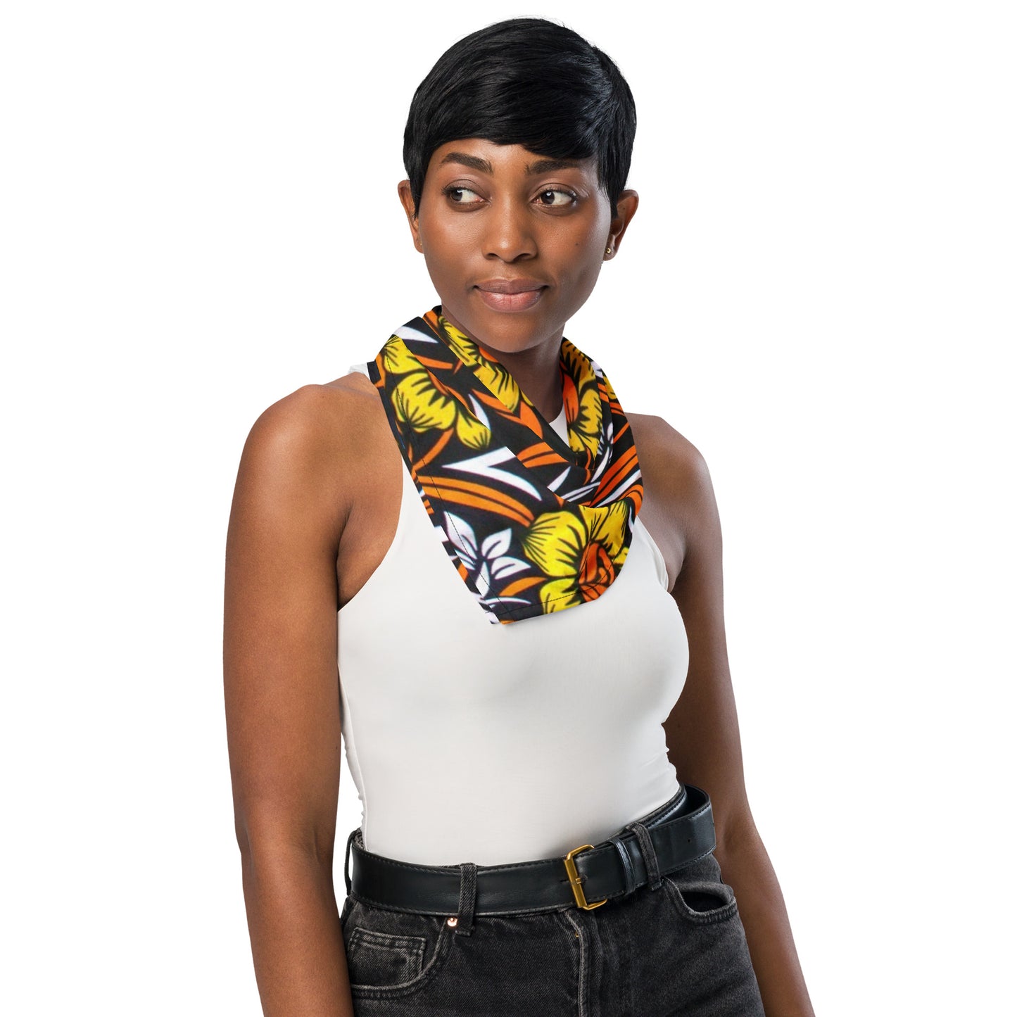 Yellow Orange Floral Ankara Bandana