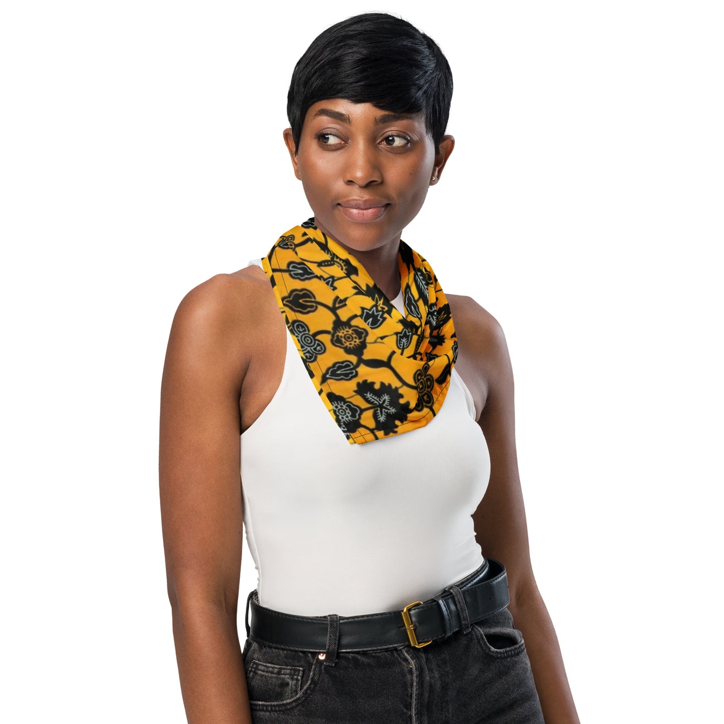 Yellow Orange Floral Ankara Bandana