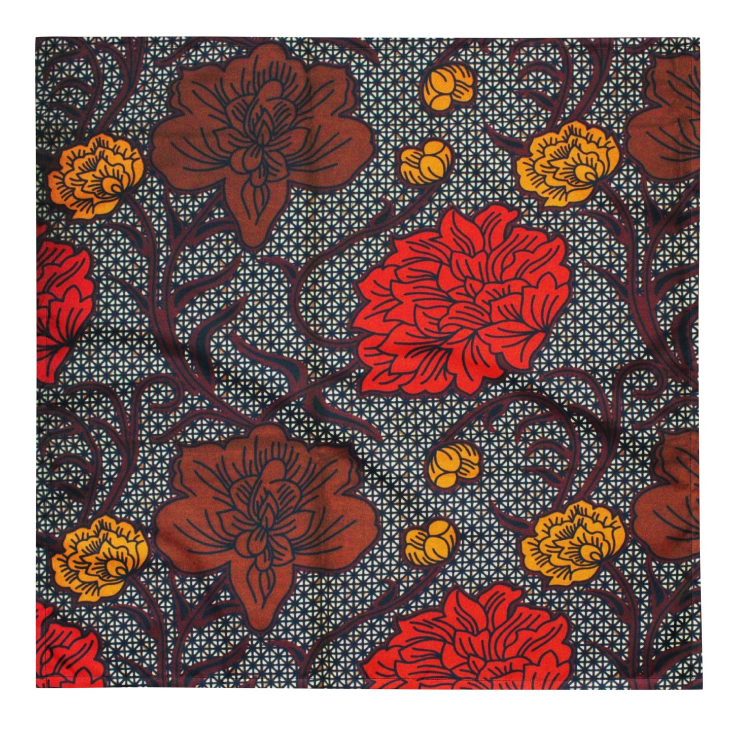 Red Brown Yellow Floral Ankara Bandana