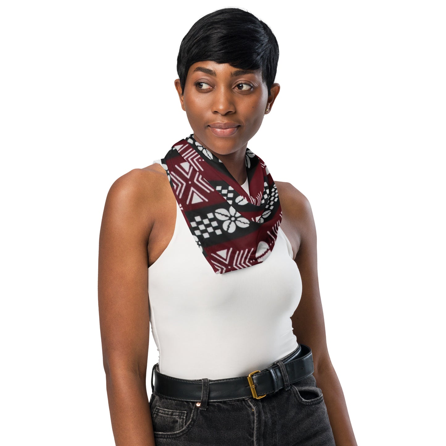 Red Black White Bogolan Ankara Bandana