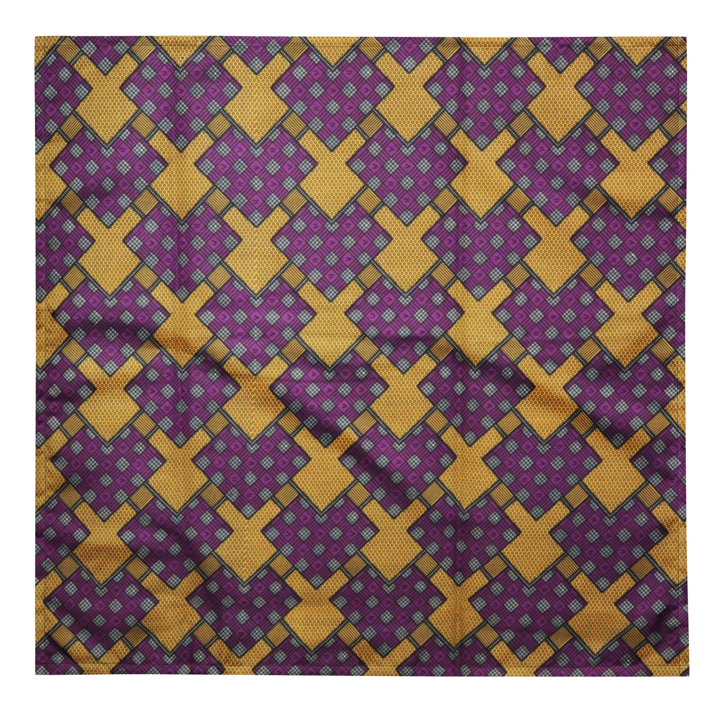 Purple Yellow Shapes Ankara Bandana