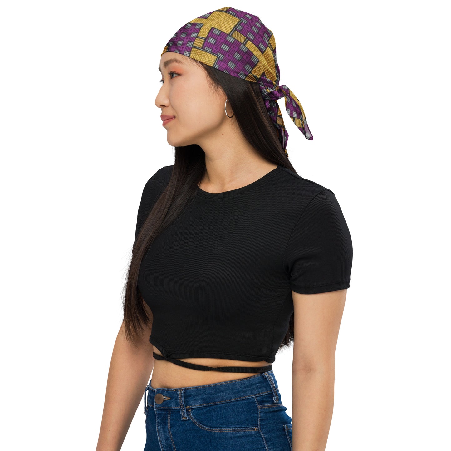 Purple Yellow Shapes Ankara Bandana