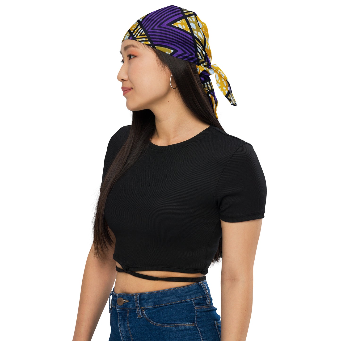 Purple Yellow Kente Ankara Bandana