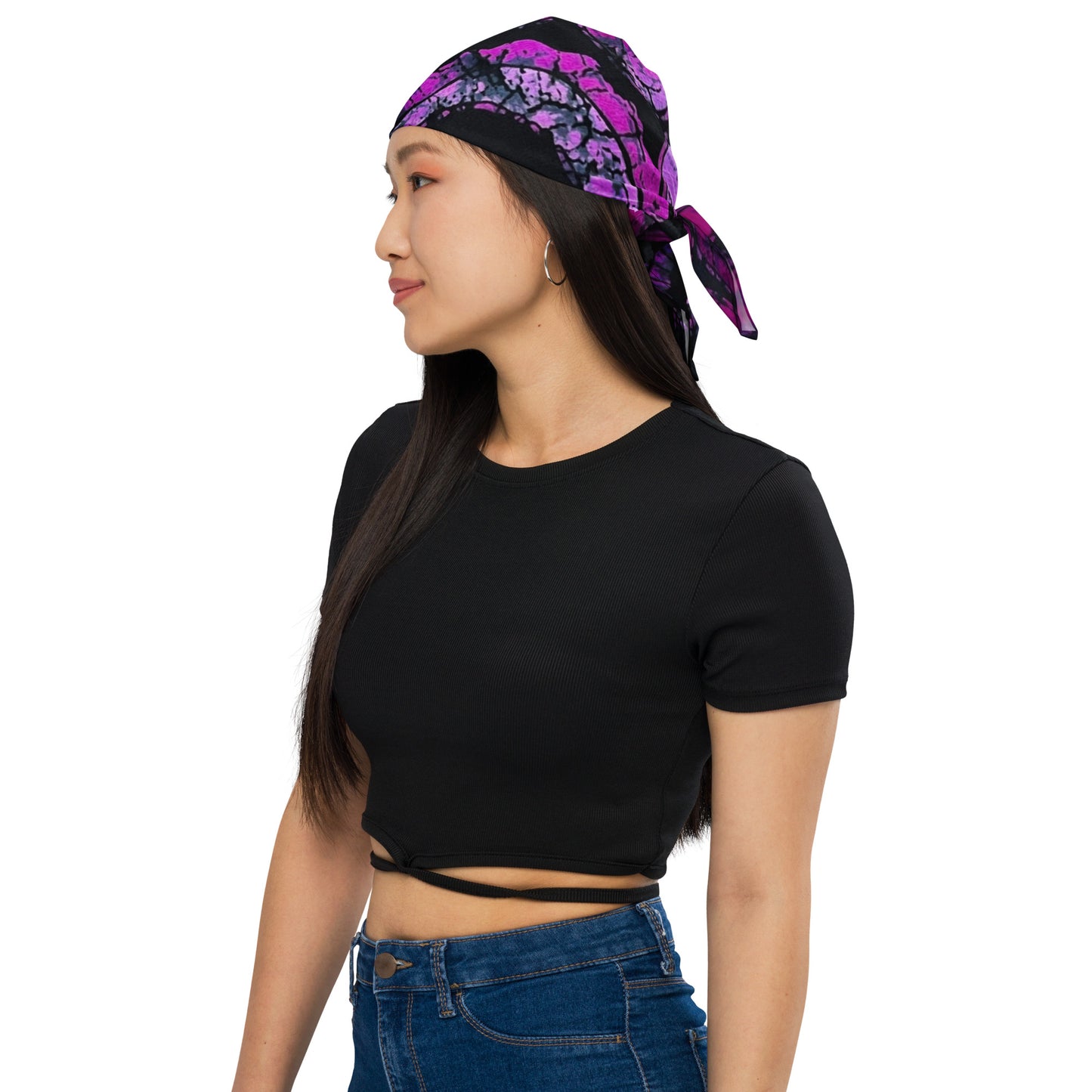 Purple Black Ankara Bandana