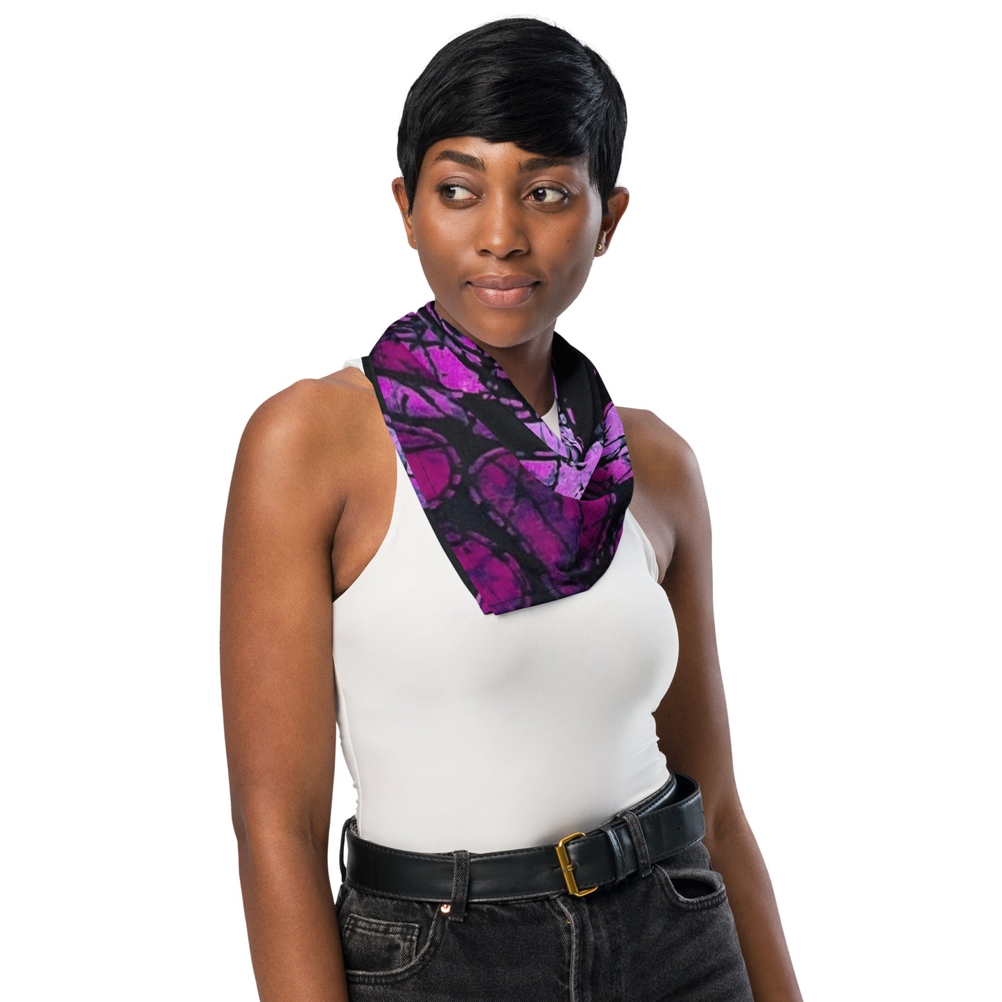 Purple Black Ankara Bandana