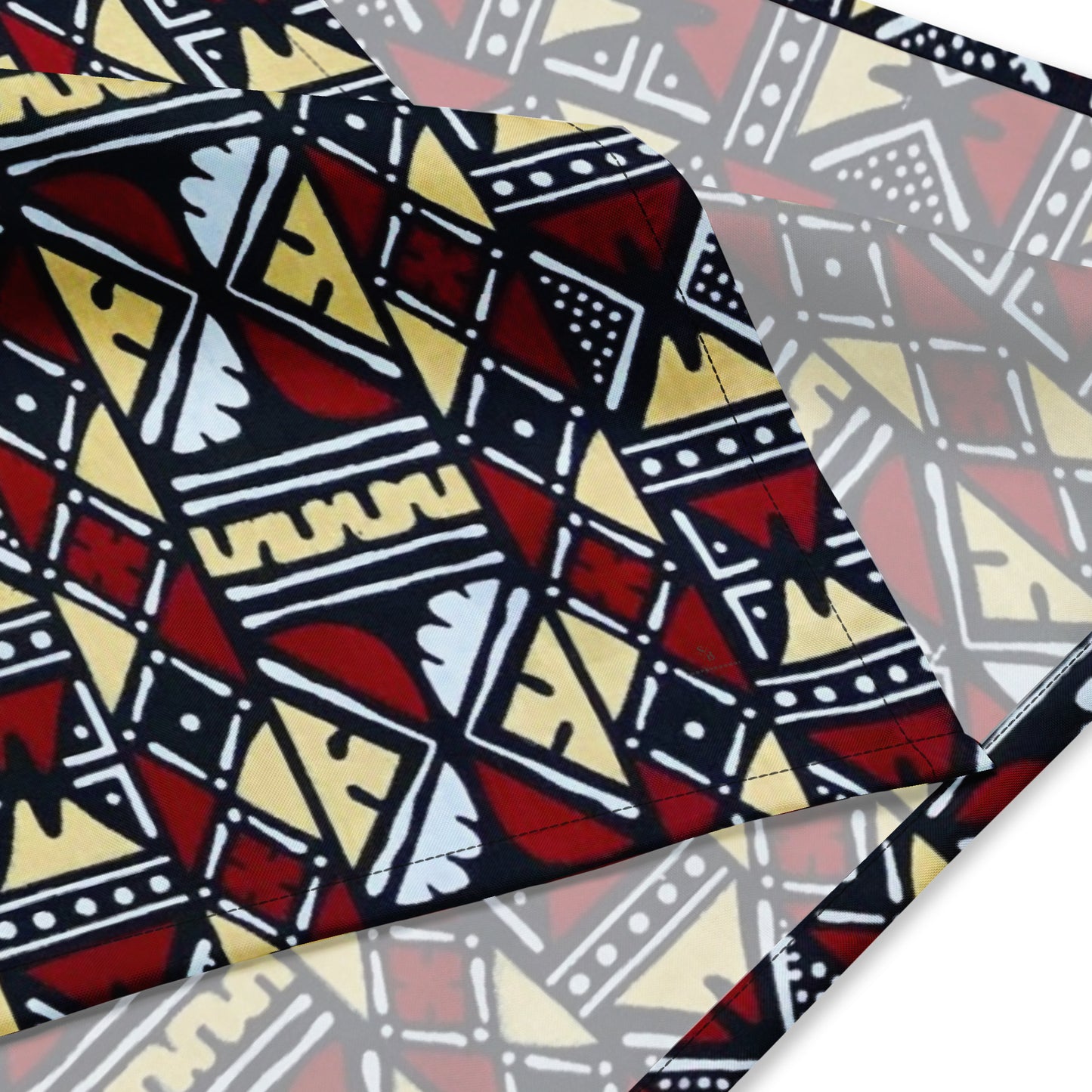 Red Cream Black White Bogolan Ankara Bandana