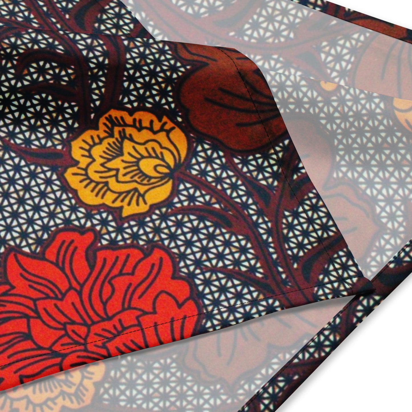 Red Brown Yellow Floral Ankara Bandana