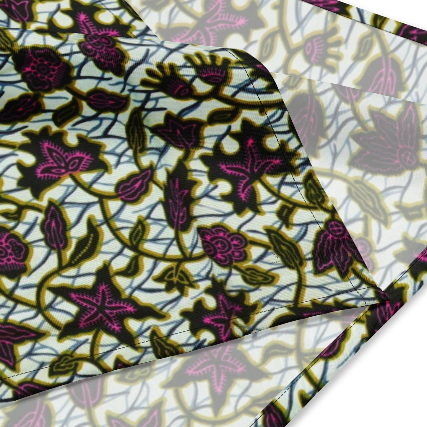 Pink Green Leaves Ankara Bandana