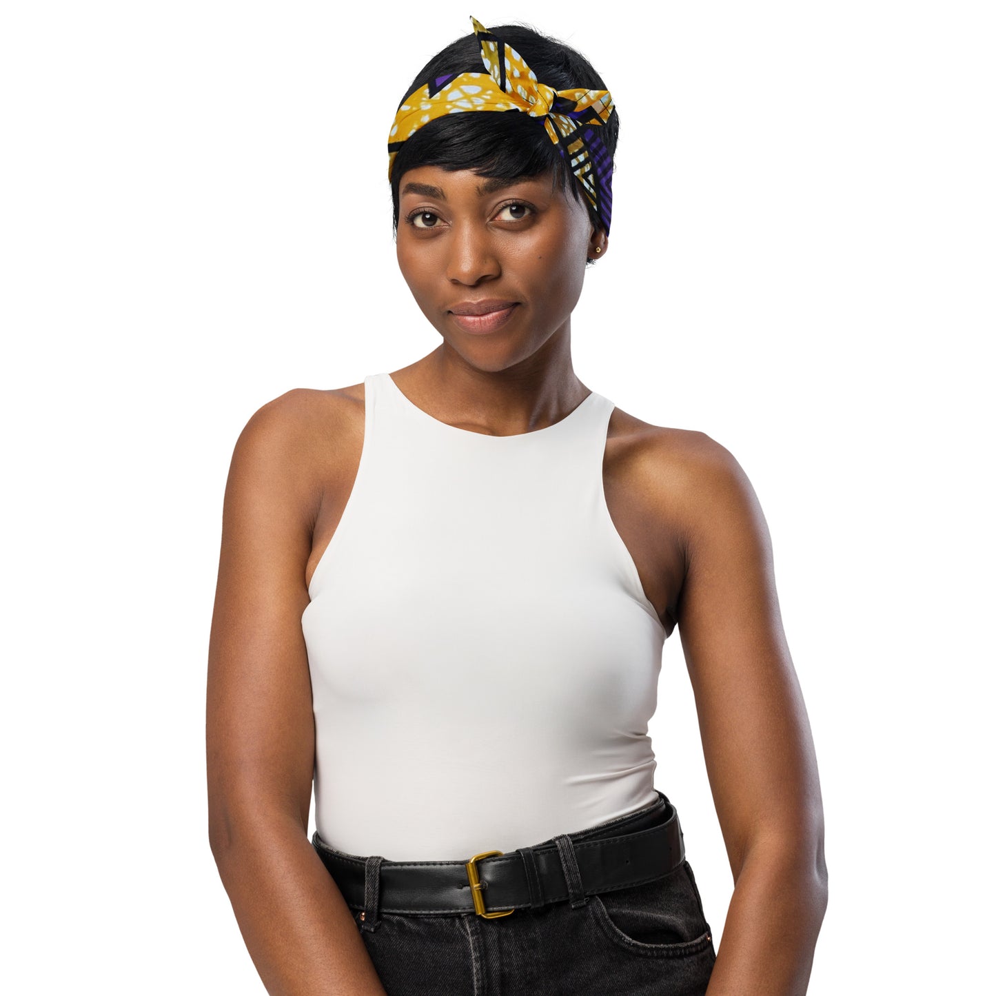 Purple Yellow Kente Ankara Bandana