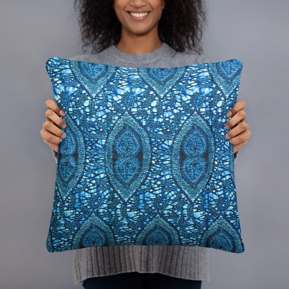 Blue Peas Ankara Pillow