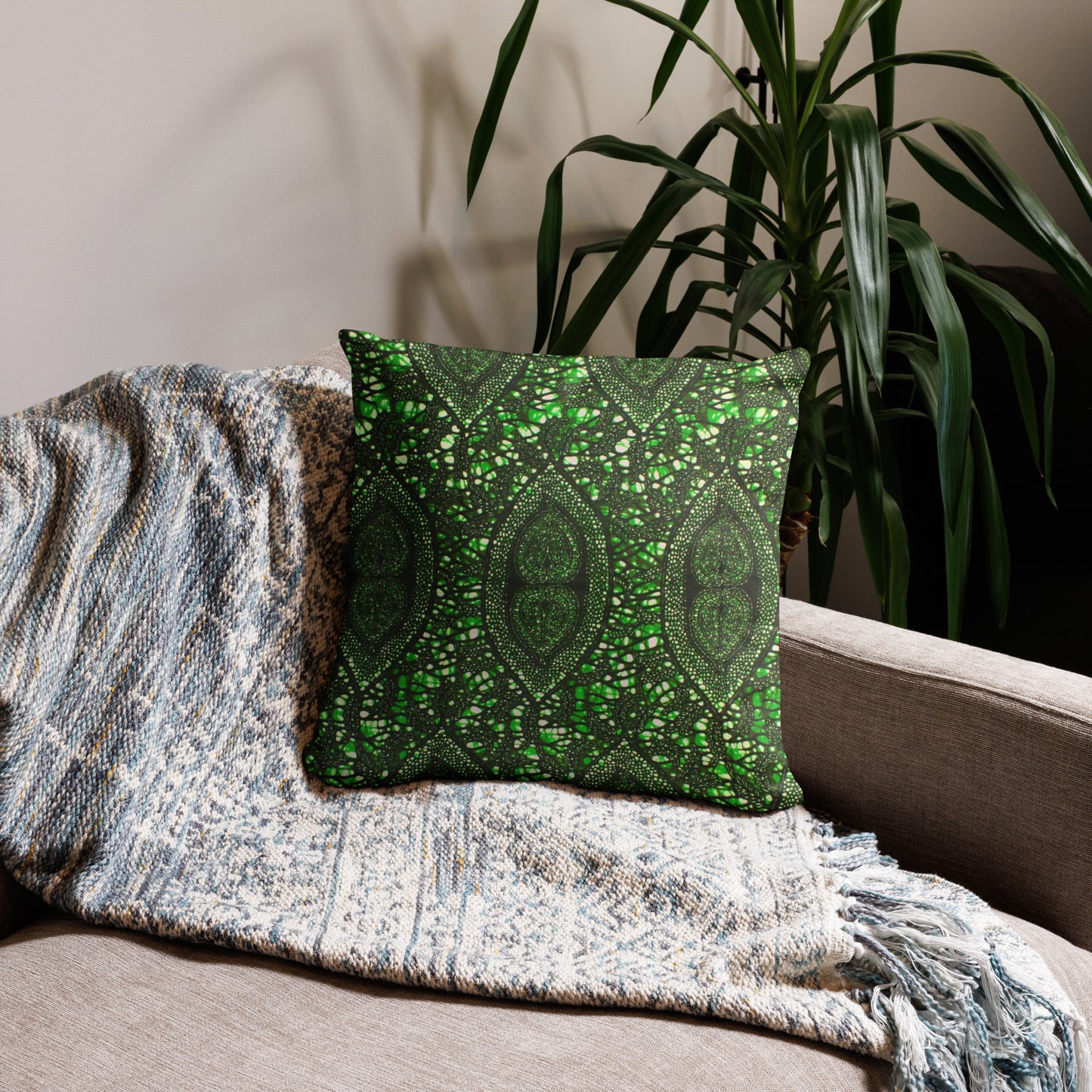 Green Peas Ankara Pillow