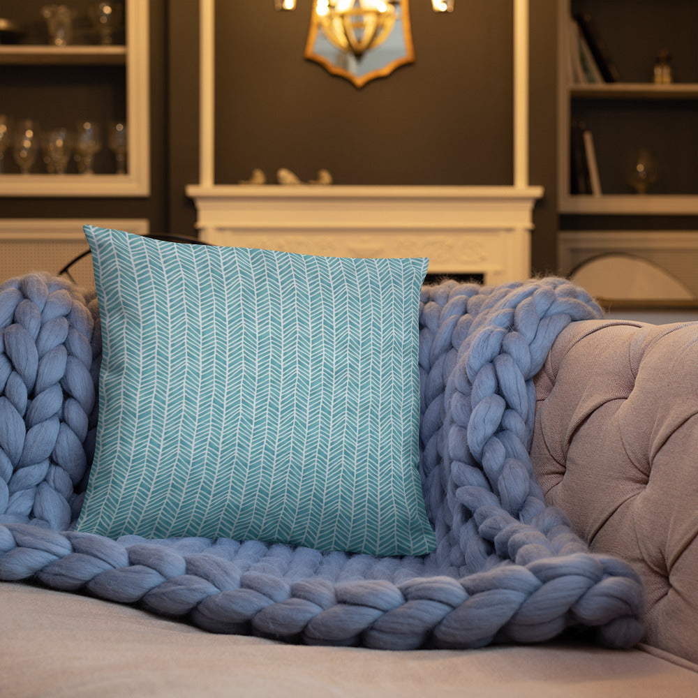 Aqua Chevron Adire Pillow