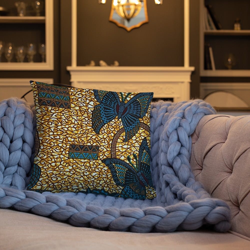 Butterfly Brown Ankara Pillow