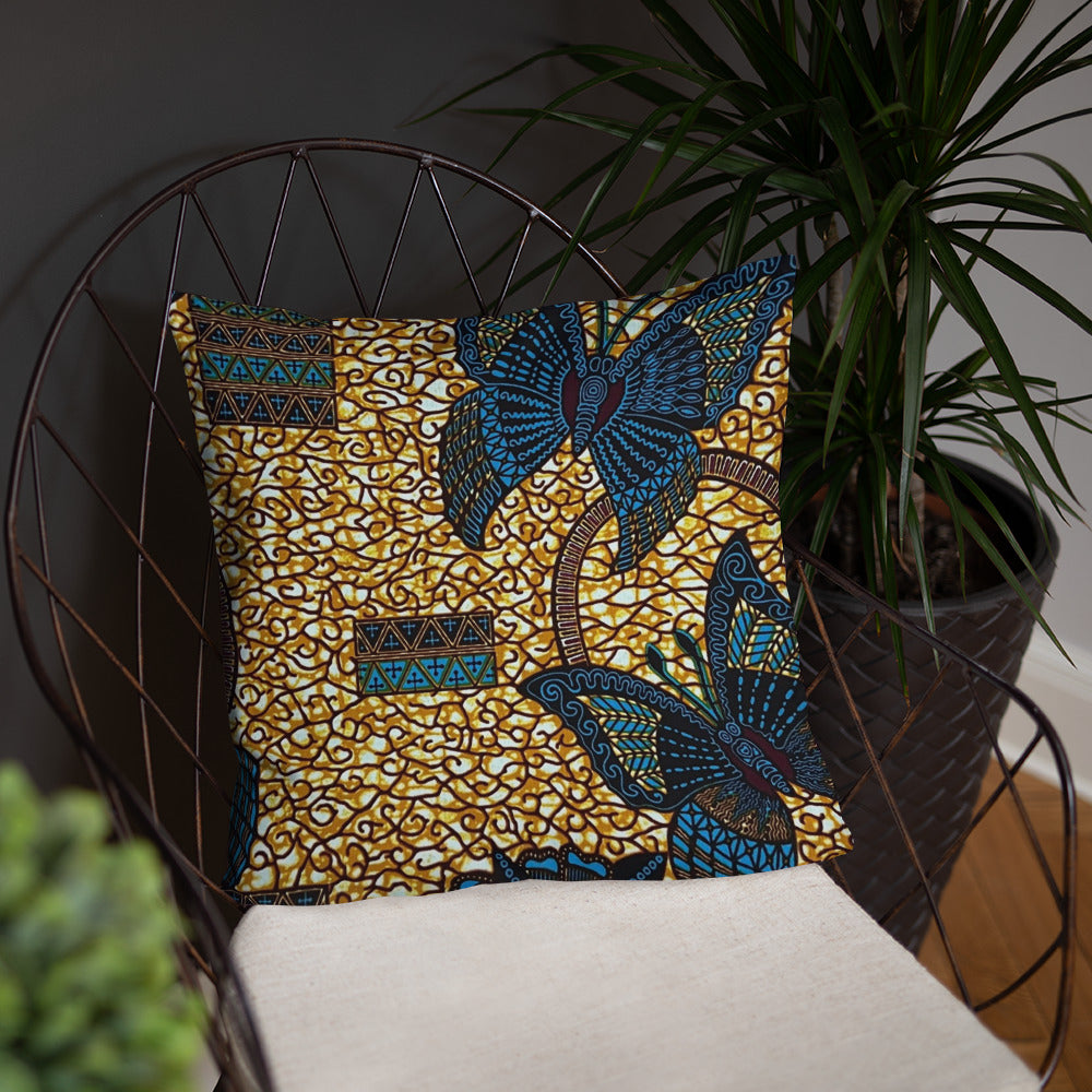 Butterfly Brown Ankara Pillow