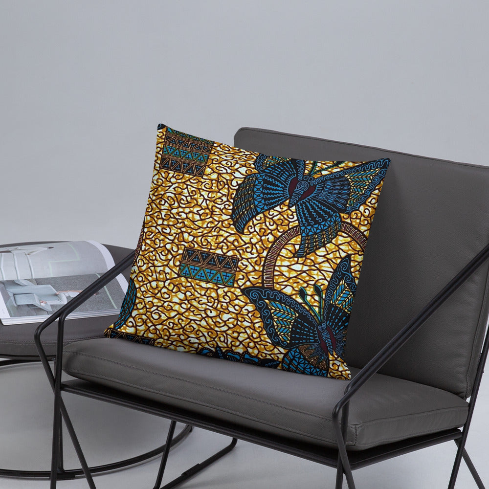 Butterfly Brown Ankara Pillow