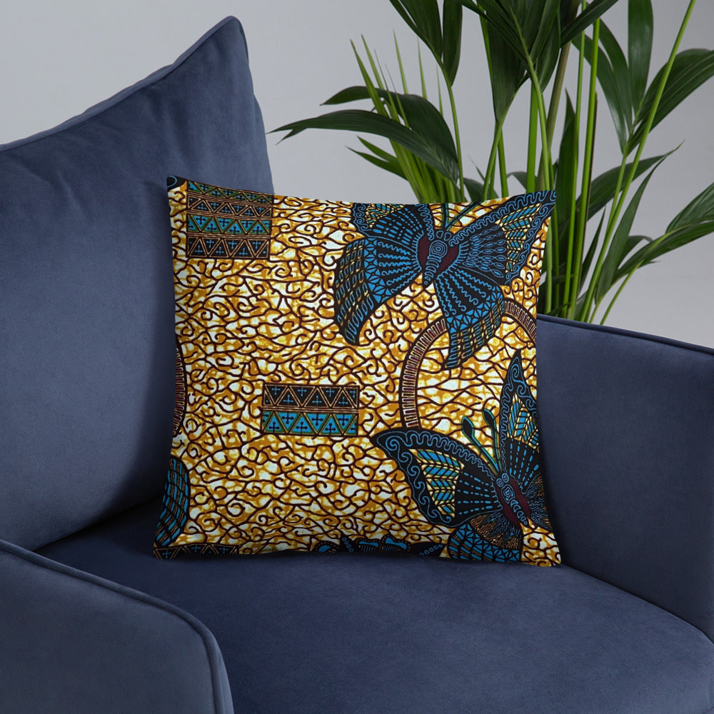 Butterfly Brown Ankara Pillow