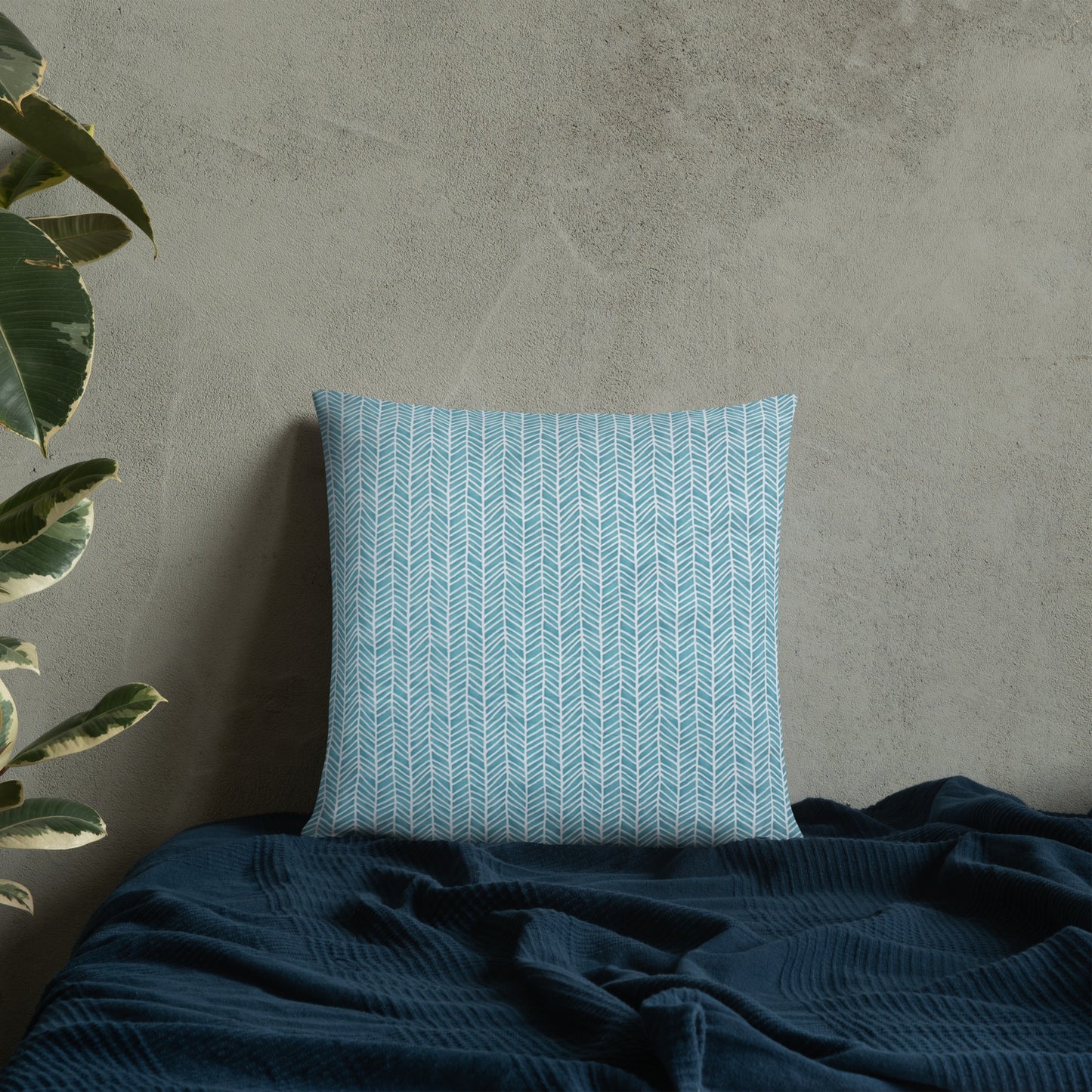 Aqua Chevron Adire Pillow