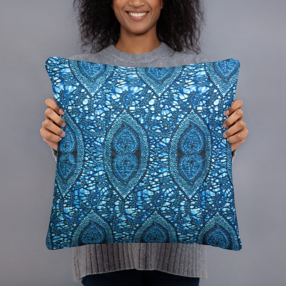 Blue Peas Ankara Pillow