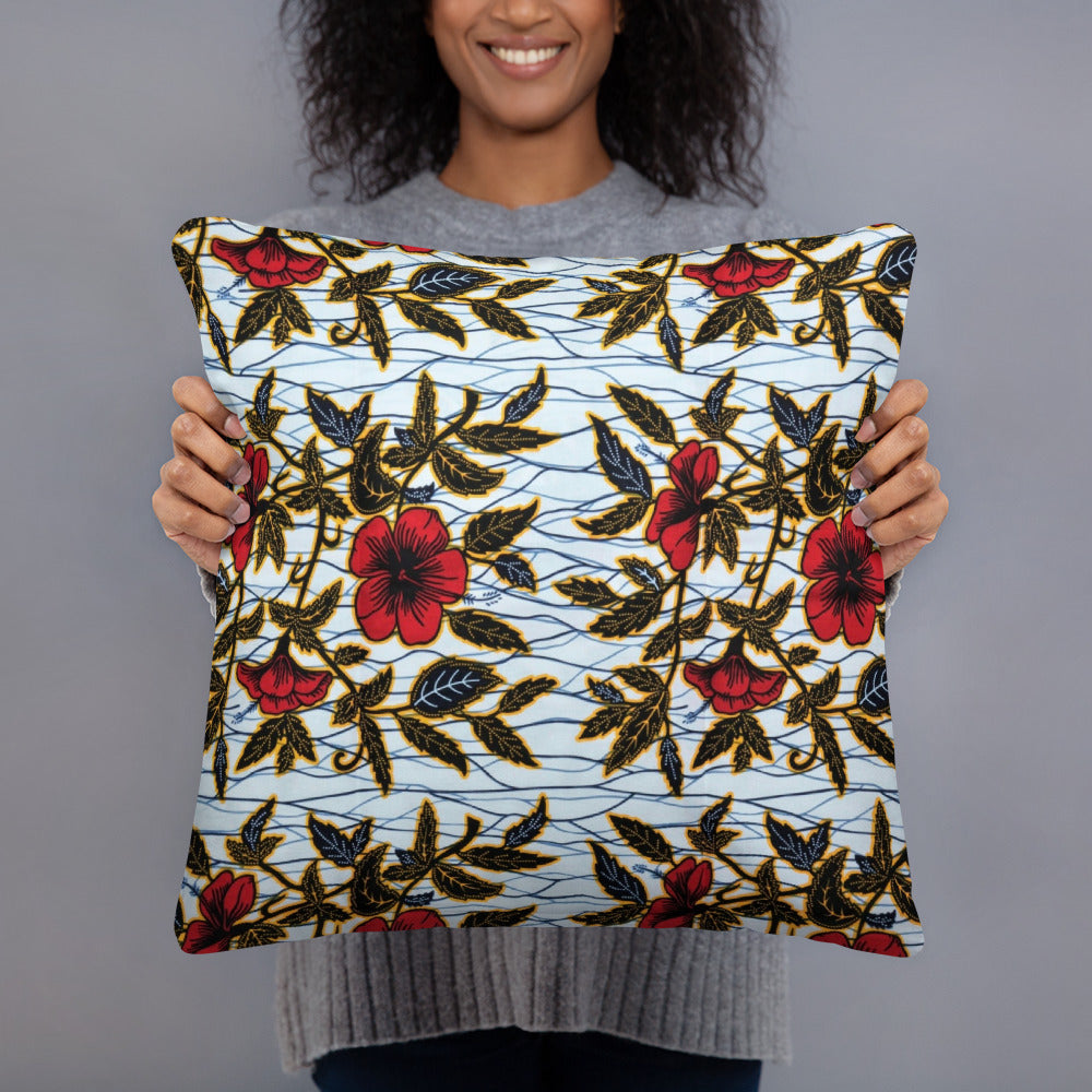 Hibiscus & Leaves Ankara Pillow