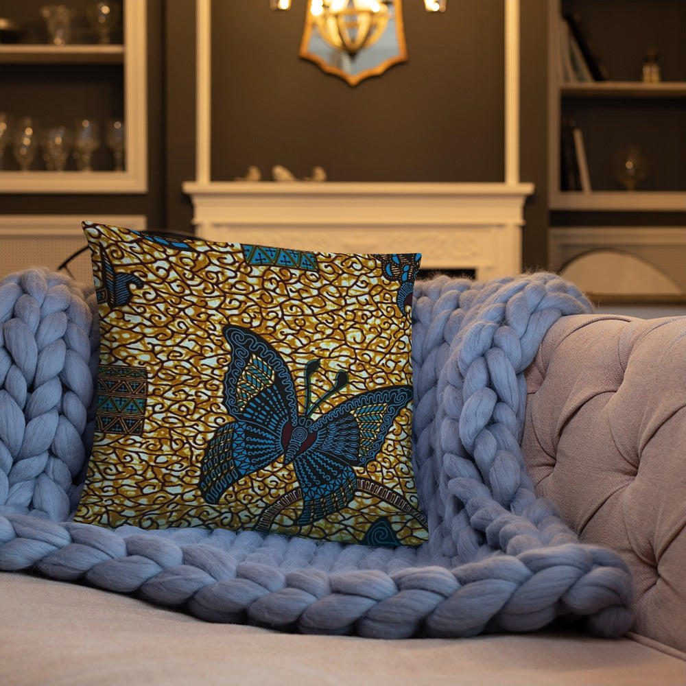 Butterfly Brown Ankara Pillow