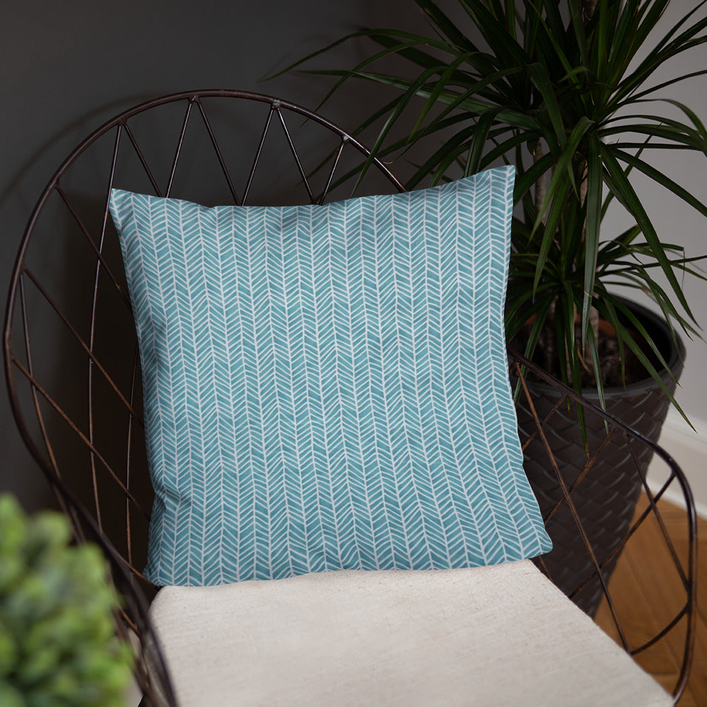 Aqua Chevron Adire Pillow