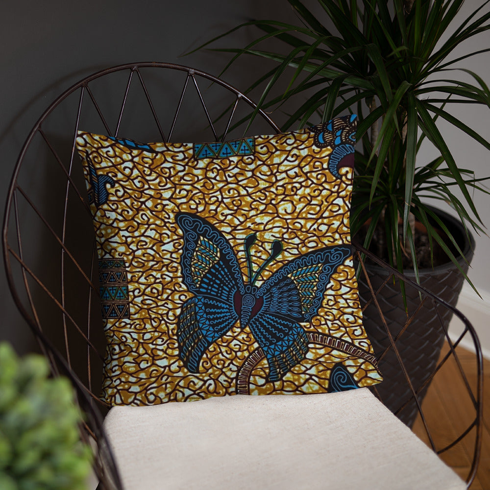 Butterfly Brown Ankara Pillow