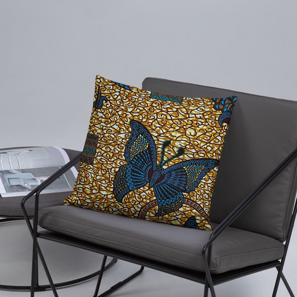 Butterfly Brown Ankara Pillow