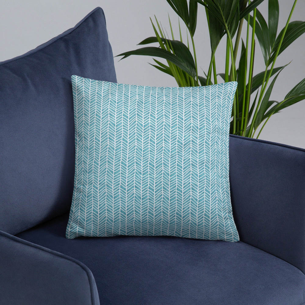 Aqua Chevron Adire Pillow