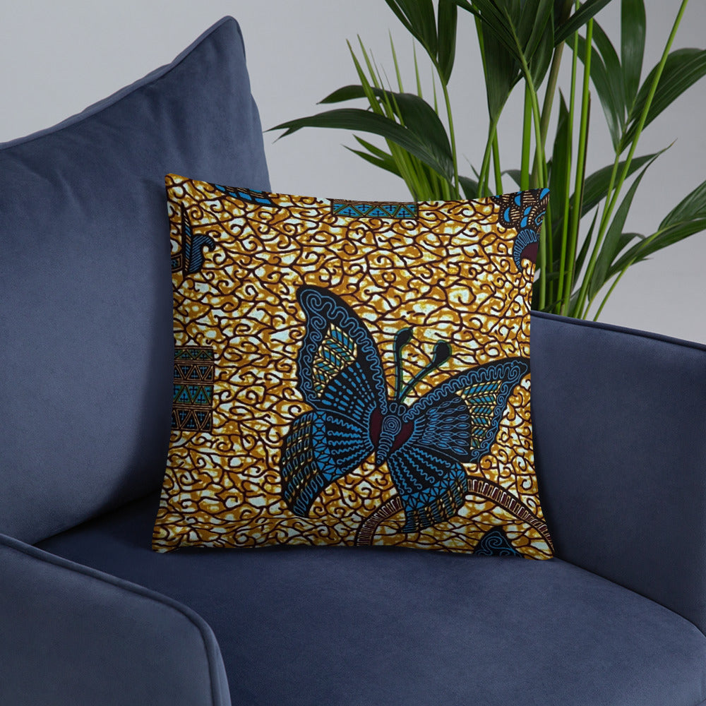 Butterfly Brown Ankara Pillow