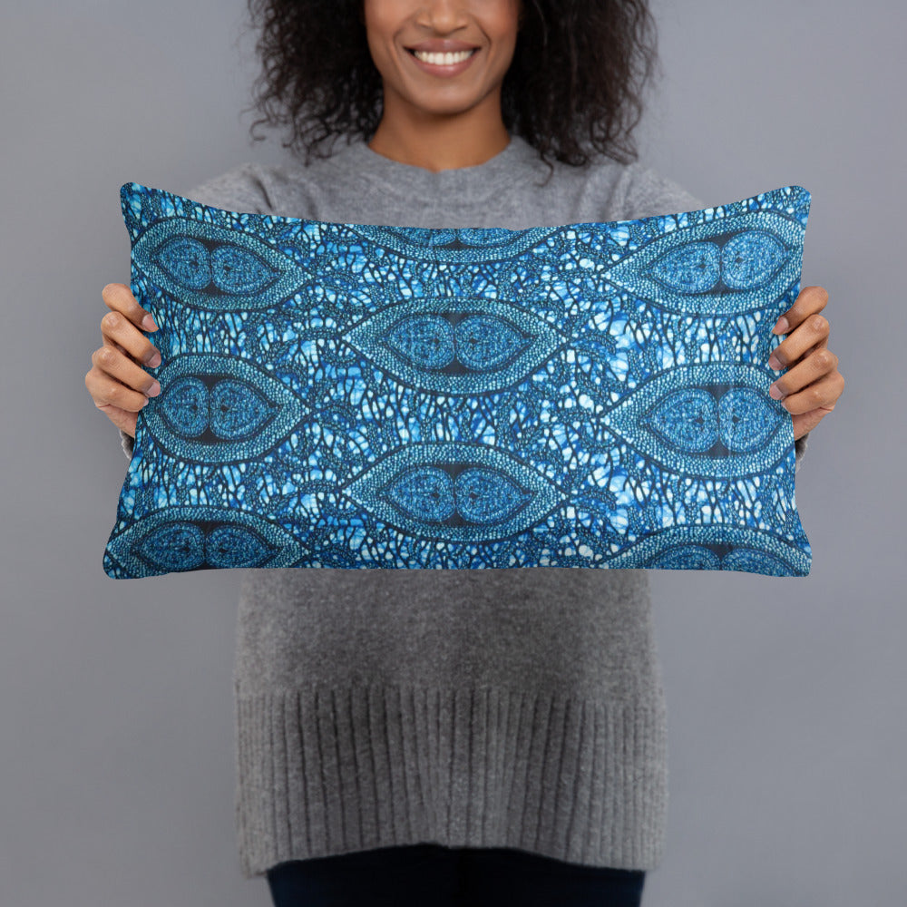 Blue Peas Ankara Pillow