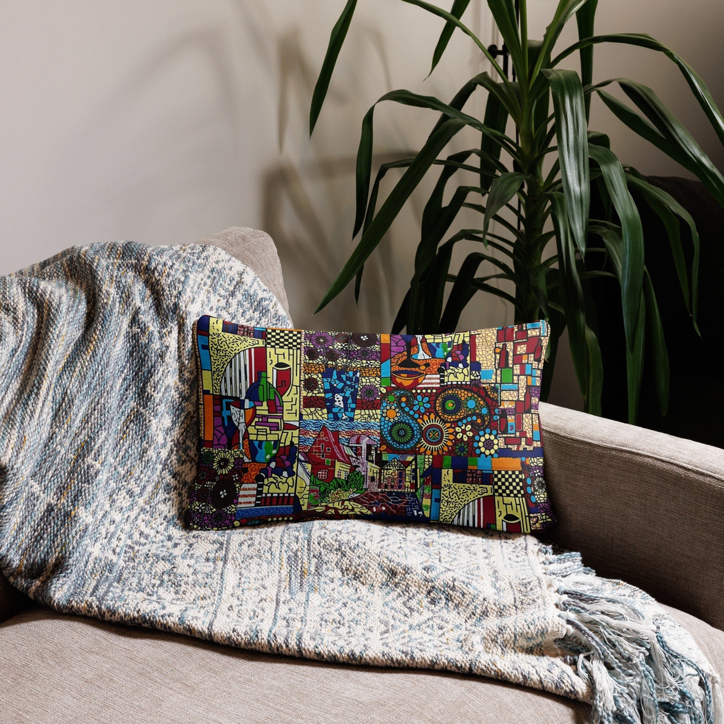 Colourful Art Ankara Pillow