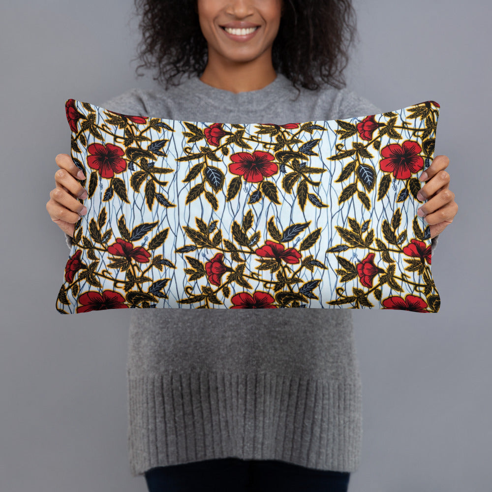 Hibiscus & Leaves Ankara Pillow