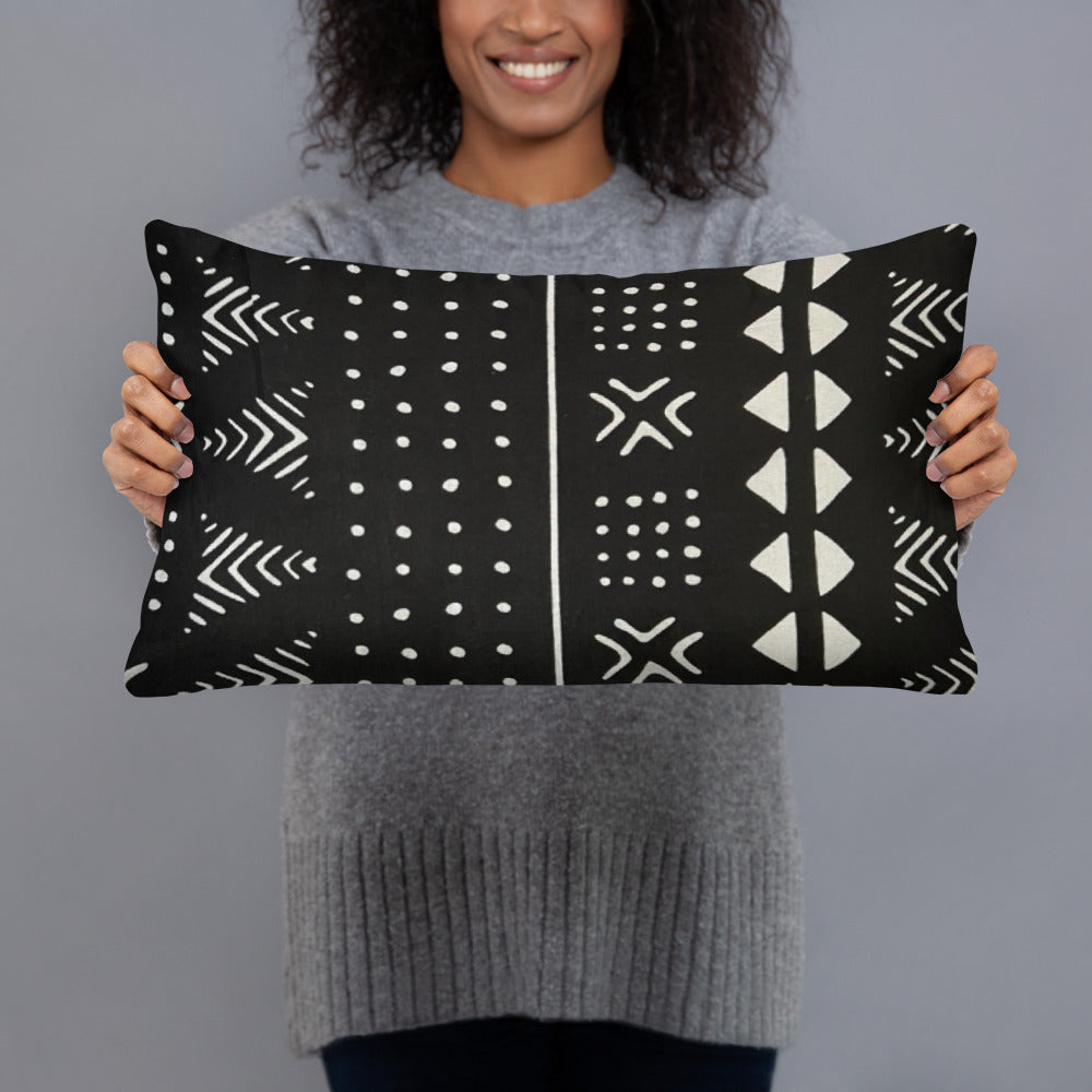 Black White Bogolan Pillow