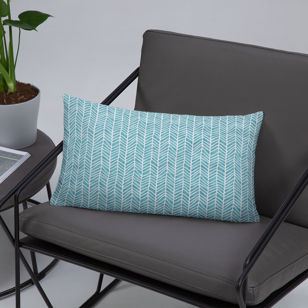 Aqua Chevron Adire Pillow