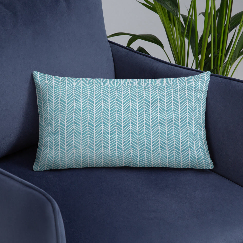 Aqua Chevron Adire Pillow