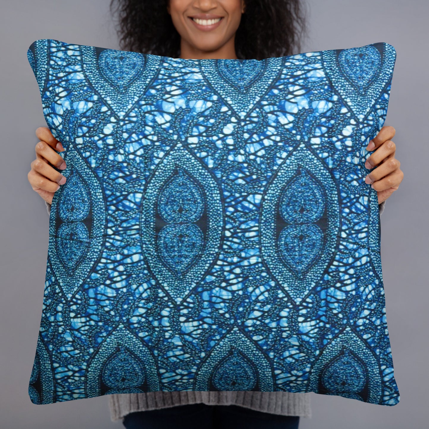 Blue Peas Ankara Pillow