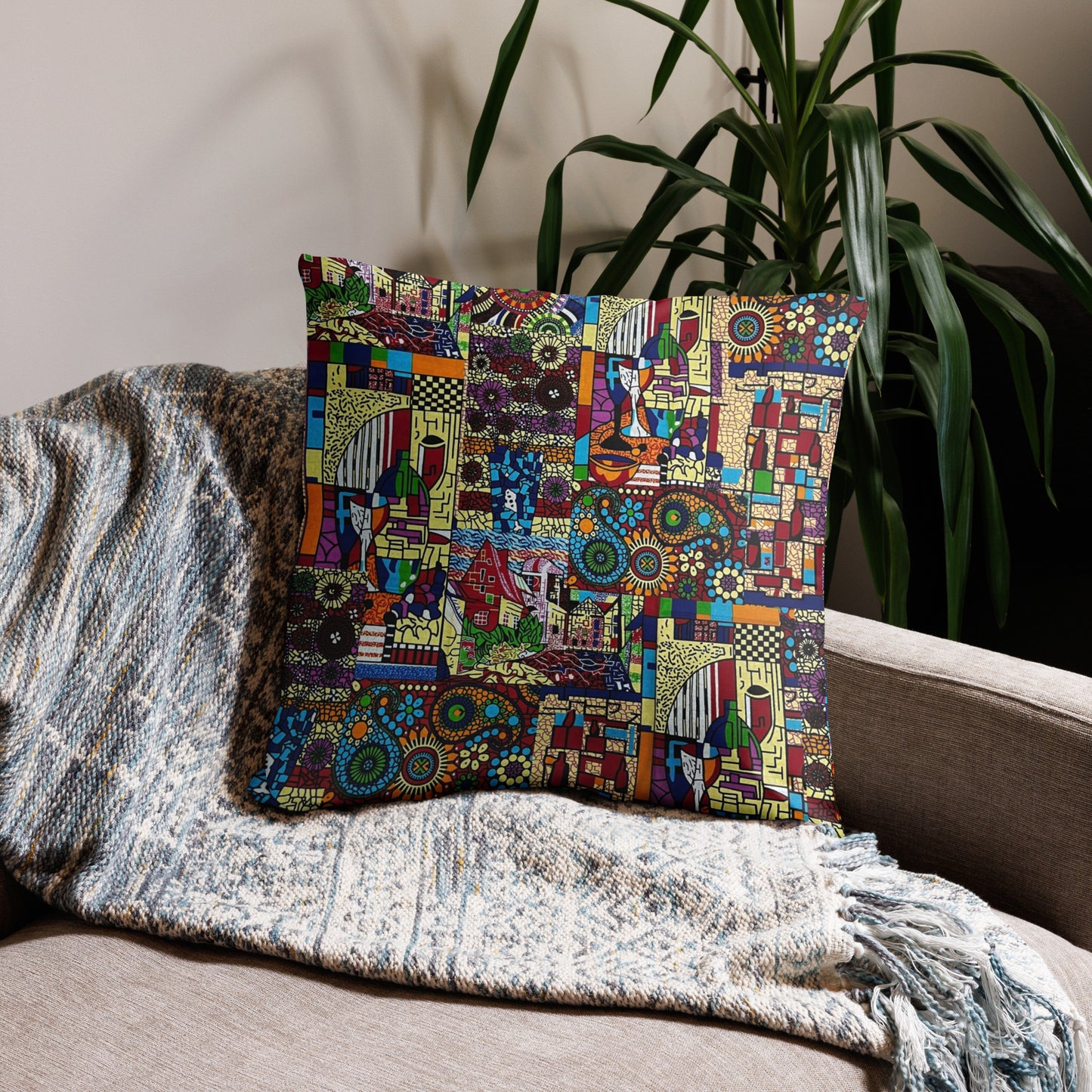 Colourful Art Ankara Pillow