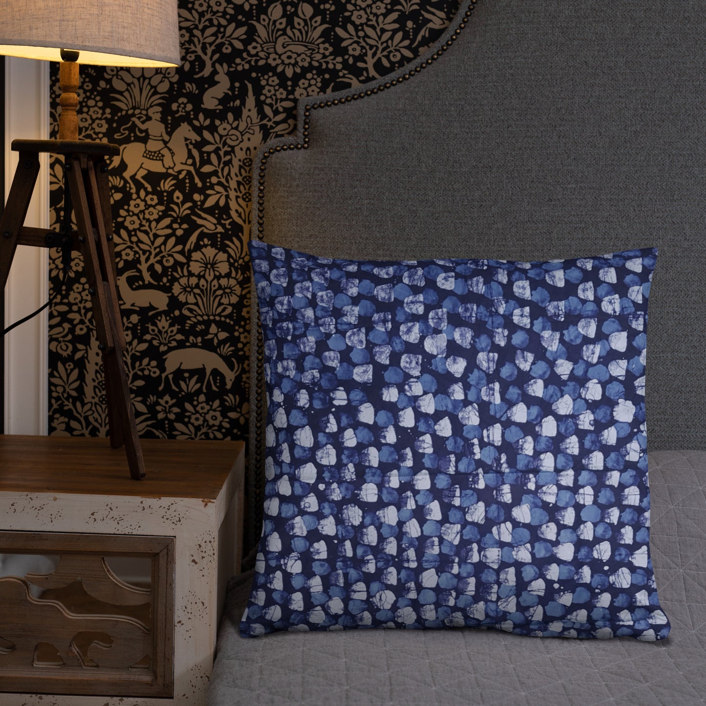 Blue Dotted Adire Pillow