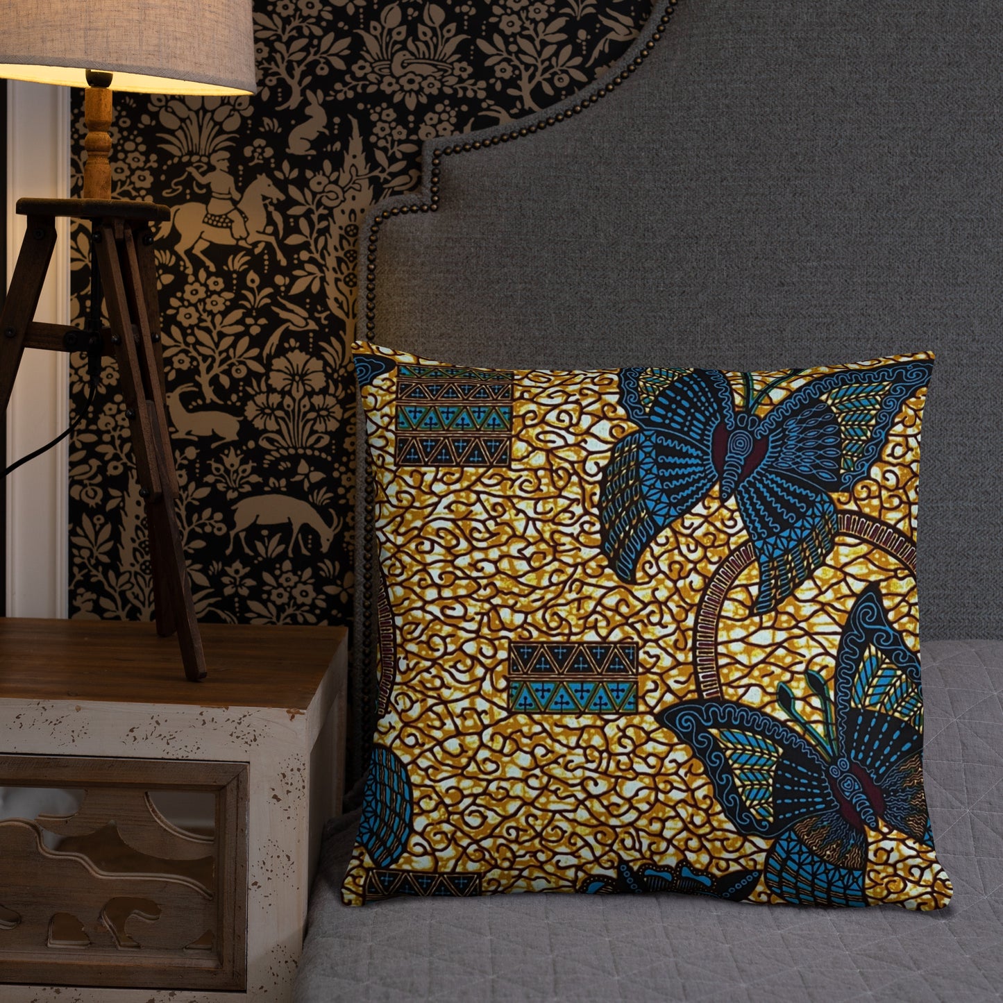 Butterfly Brown Ankara Pillow