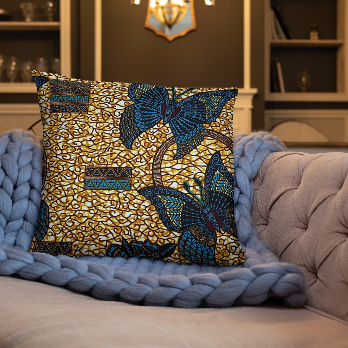 Butterfly Brown Ankara Pillow