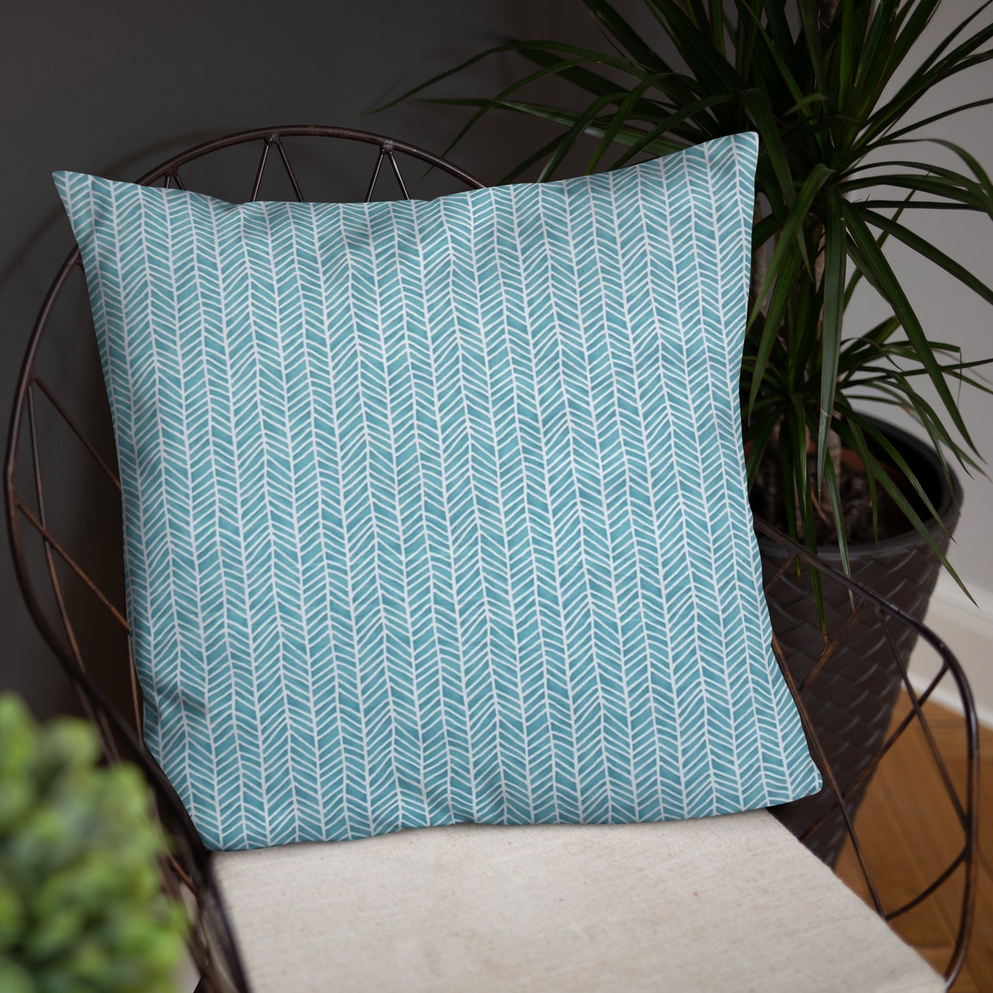 Aqua Chevron Adire Pillow