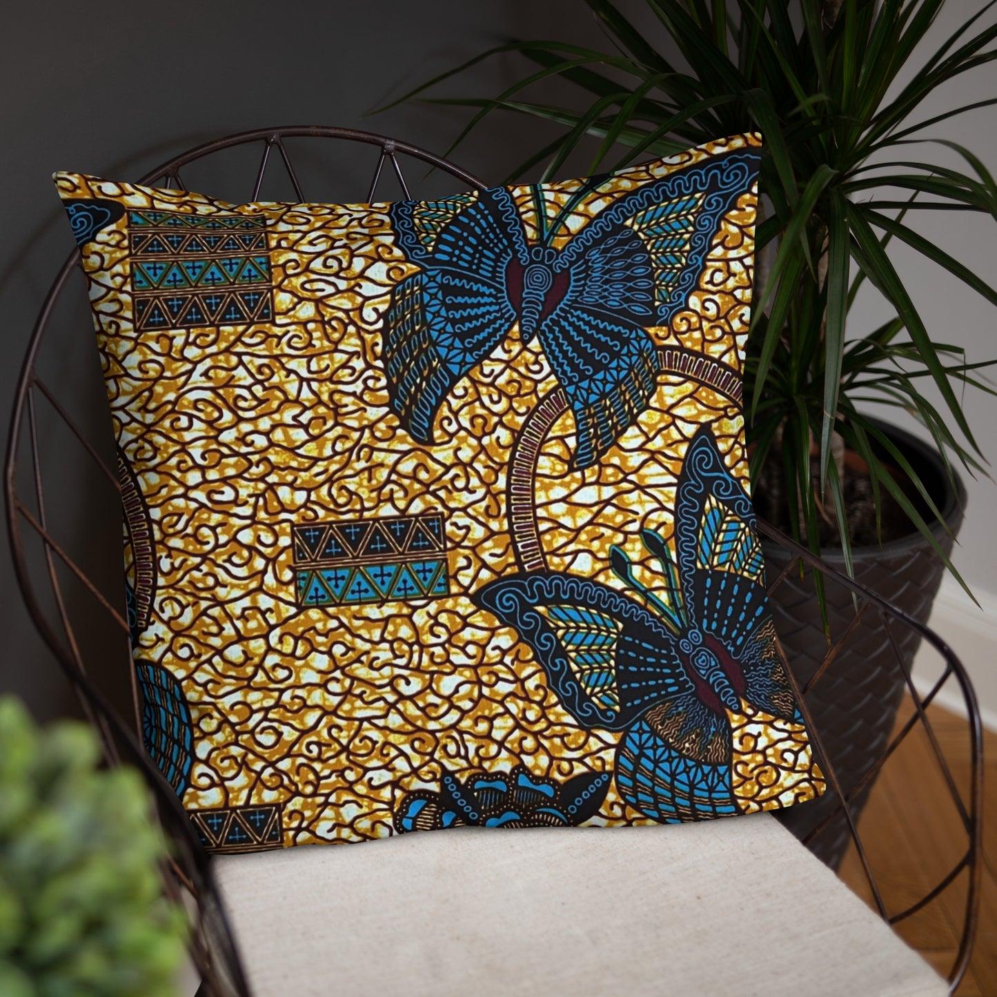 Butterfly Brown Ankara Pillow