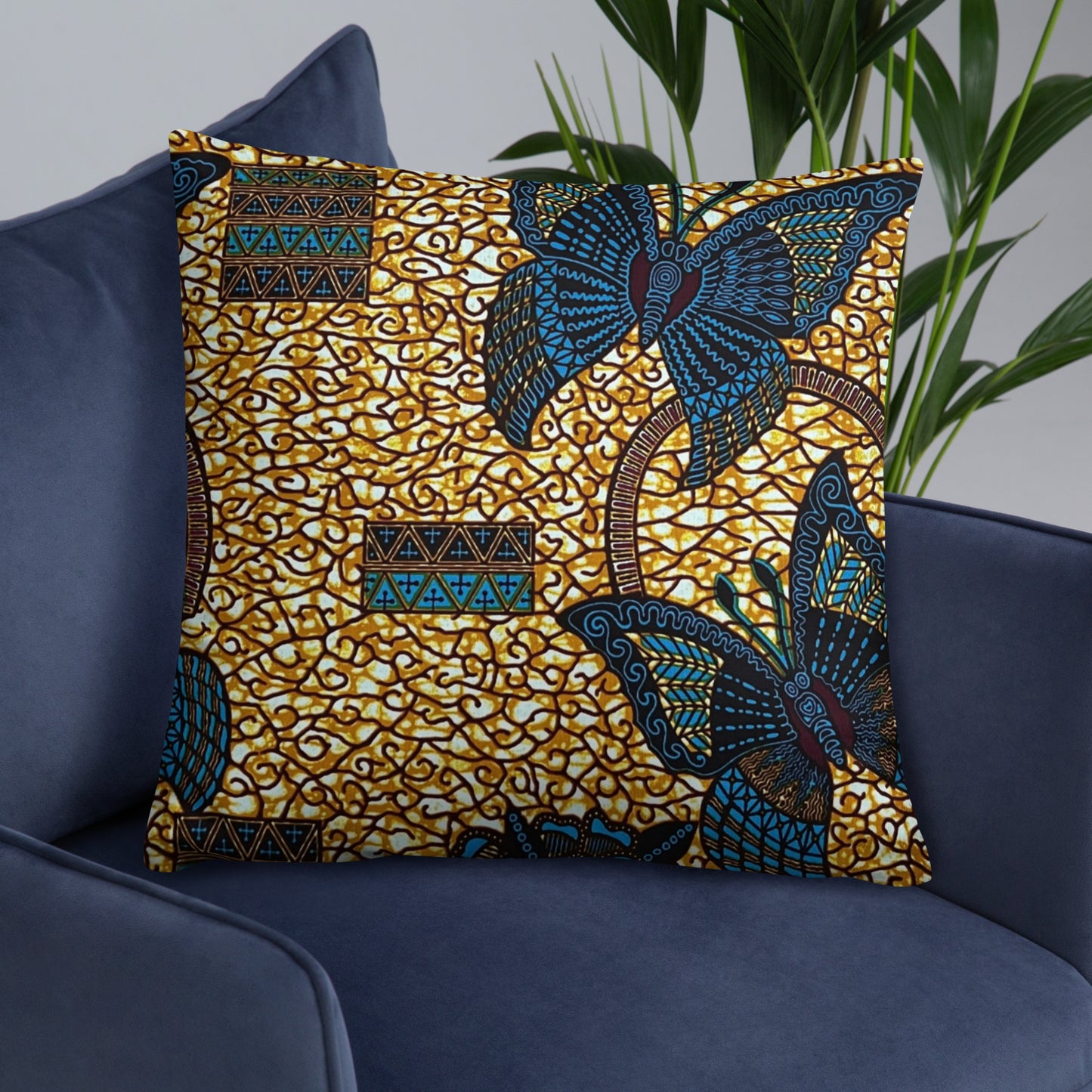 Butterfly Brown Ankara Pillow