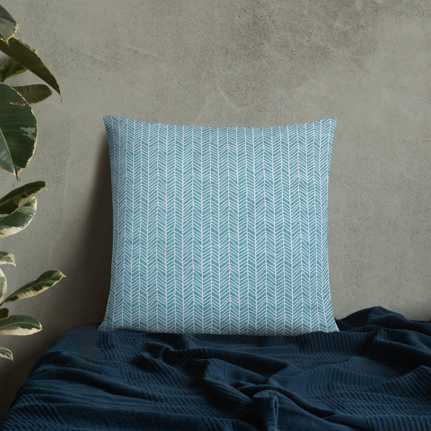 Aqua Chevron Adire Pillow