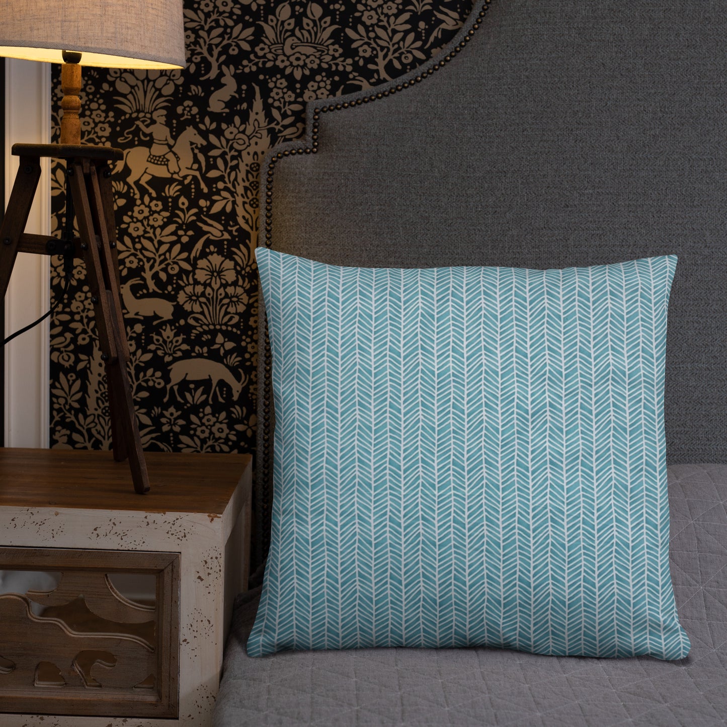 Aqua Chevron Adire Pillow