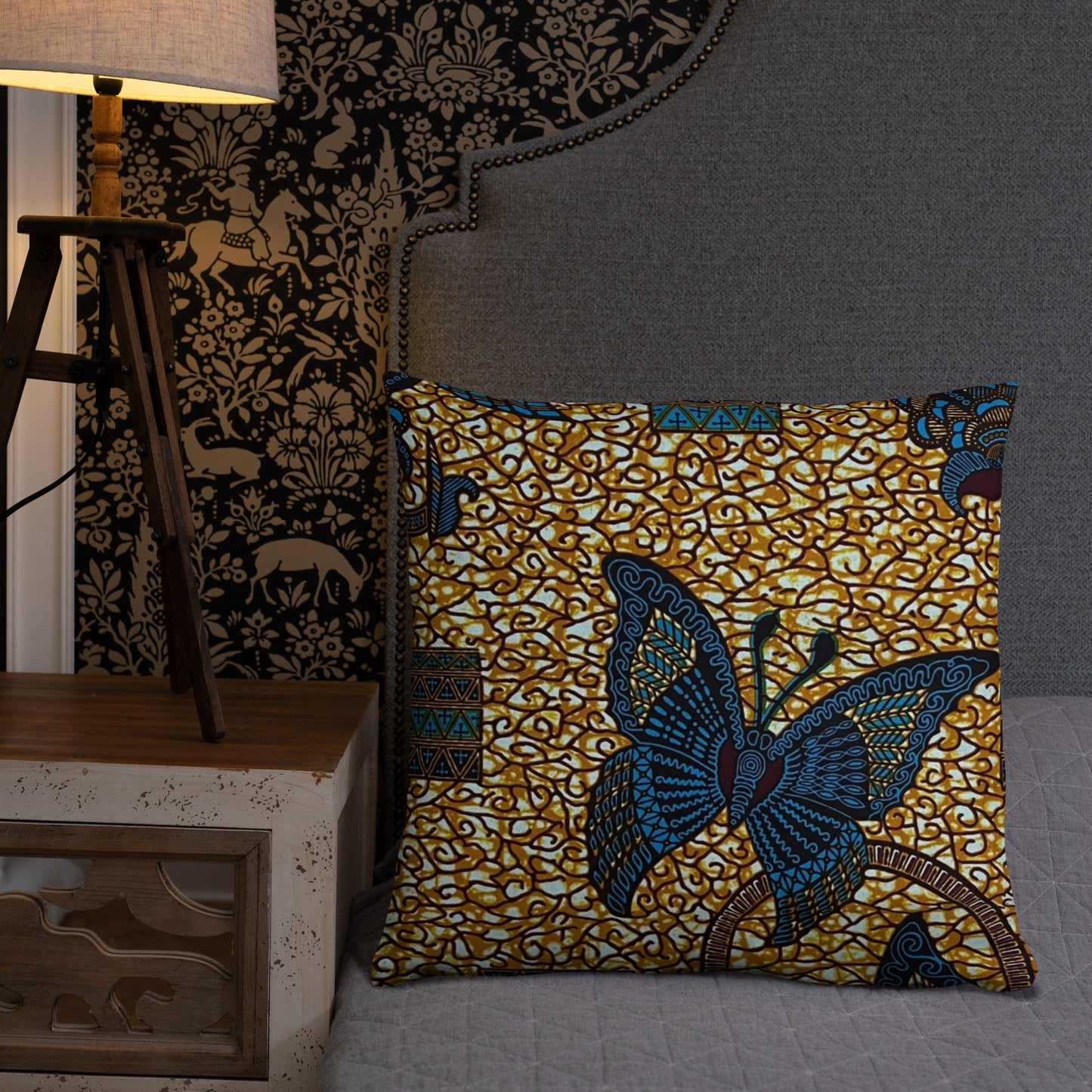 Butterfly Brown Ankara Pillow